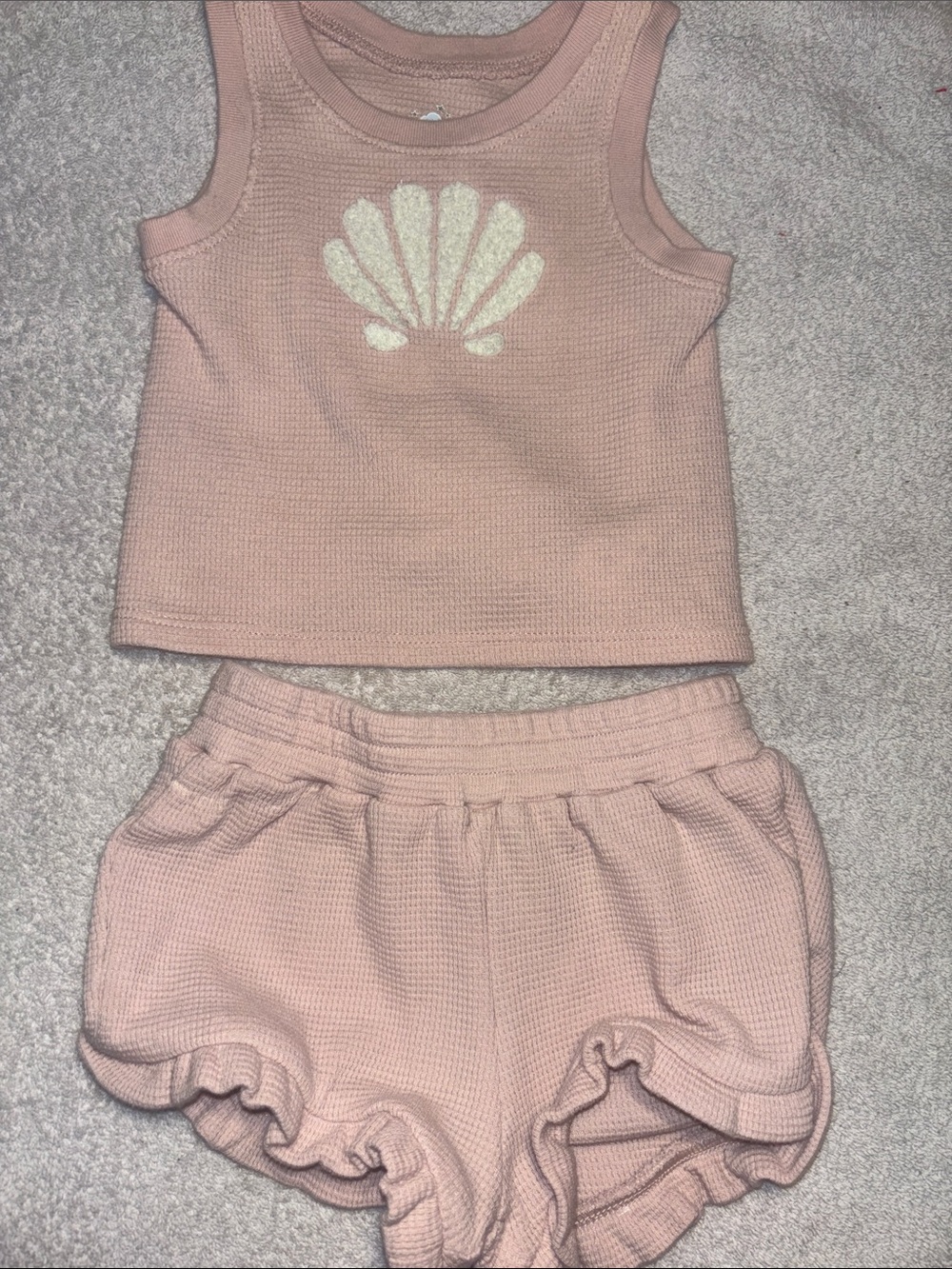 cloud island Pink Shell Tank & Ruffle Shorts Set